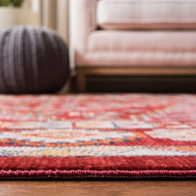 Red and Ivory Medallion Boho Cotton Area Rug 3' x 5'