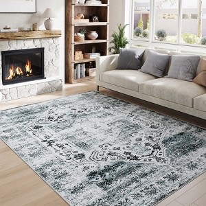 Vintage Rug Washable Rug Indoor Soft Faux Wool Living Room Rug - 1 of 4