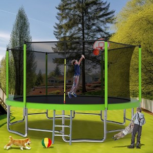 Whisen 14FT Recreational Trampoline with Safety Enclosure for Outdoor/Indoor Sports, 5 W-Legs - 1 of 4