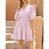 Coolmee Women's Summer Floral Sundress Short Sleeve Wrap V Neck A-Line Midi Dress - 3 of 4