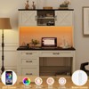 67" H Executive Desk with Hutch, 4 Drawers and LED Light, Computer Desk with Charging Station - 3 of 4