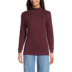 Lands' End Women's Relaxed Cotton Long Sleeve Mock Turtleneck - 1 of 3