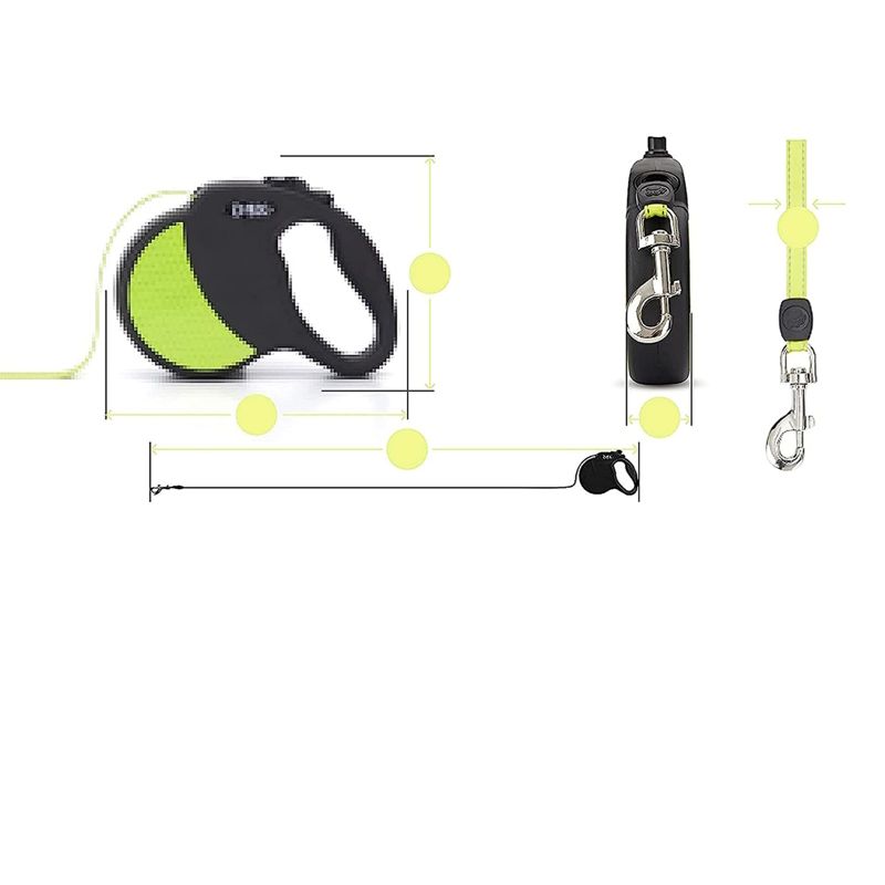 DDOXX 13.1 ft Retractable Small Dog Leashwith Strong Reflective Nylon Strips and Break & Lock System - Black & Yellow, 4 of 7