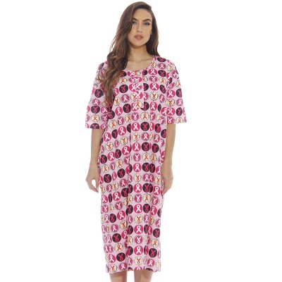 Oversized Henley Nightshirt (Ribbons & Circles Light Pink, One Size)