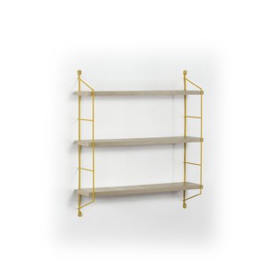Neelix Floating Wall Decor Wall Mounted Rustic Decorative Hanging 3 Tier Metal Bracket Shelf for Books and Collectibles, Oak/Yellow - 1 of 4