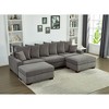 5-Seater Oversized Corduroy Convertible Sectional Sofas, Convertible L & U Shaped Couch with Pillows and High-Density Foam Cushions - 2 of 4