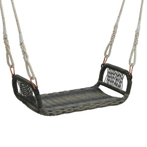 Tangkula 1-Person Rattan Porch Swing Single Swing Chair Bench w/ Hanging Hemp Ropes Outdoor - 1 of 4