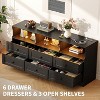 6 Drawer Dresser for Bedroom, 62.9in Slim Wooden Chest of Drawers with Open Shelf, Skinny Dresser for Nursery, Apartment, Closet Organization - 3 of 4