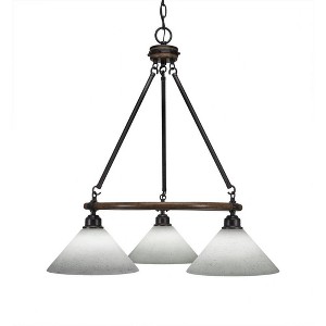 Toltec Lighting Blacksmith 3 - Light Chandelier in  Painted Wood/Dark Granite with 10" White Muslin Shade - 1 of 1