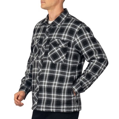 Мужские куртки Alpine Swiss Mens Henry Quilted Flannel Jacket Warm Plaid Shacket Snap Buttons Winter Work Coat For Cold Weather BKGY MED — фото 7