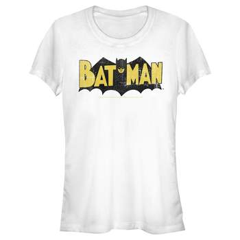 Juniors Womens Batman Logo Vintage T-Shirt