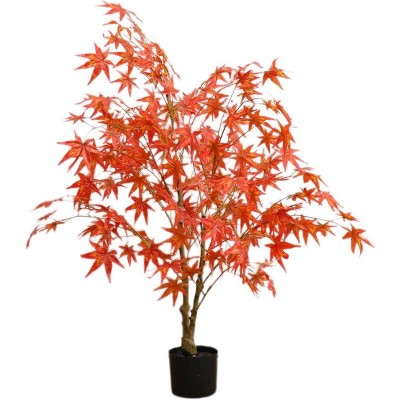 Acekool Artificial Maple Tree, Large Faux Autumn Tree with Pot, Red Silk Fall Decor Plant, Indoor Decorative for Home, Party