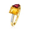 Ross-Simons 1.70 Carat Citrine and .90 Carat Garnet Toi Et Moi Ring With .11 ct. t.w. Diamonds in 14kt Yellow Gold - 3 of 4