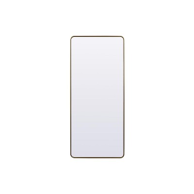 Elegant Lighting Soft Corner Metal Rectangle Mirror 32x72 Inch in Brass