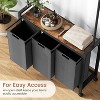 2 or 3-Compartment Laundry Sorter Hamper with Hanging Rod, Wooden Shelf, and 2 or 3 Removable 13-Gallon Bags, Rolling Organizer, Black - 4 of 4