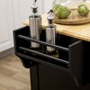 HOMCOM Rolling Kitchen Island with Storage, Wood Countertop, Utility Cart with 2 Drawers, 3 Cabinets, Towel Rack and Spice Stand, Black - 3 of 4