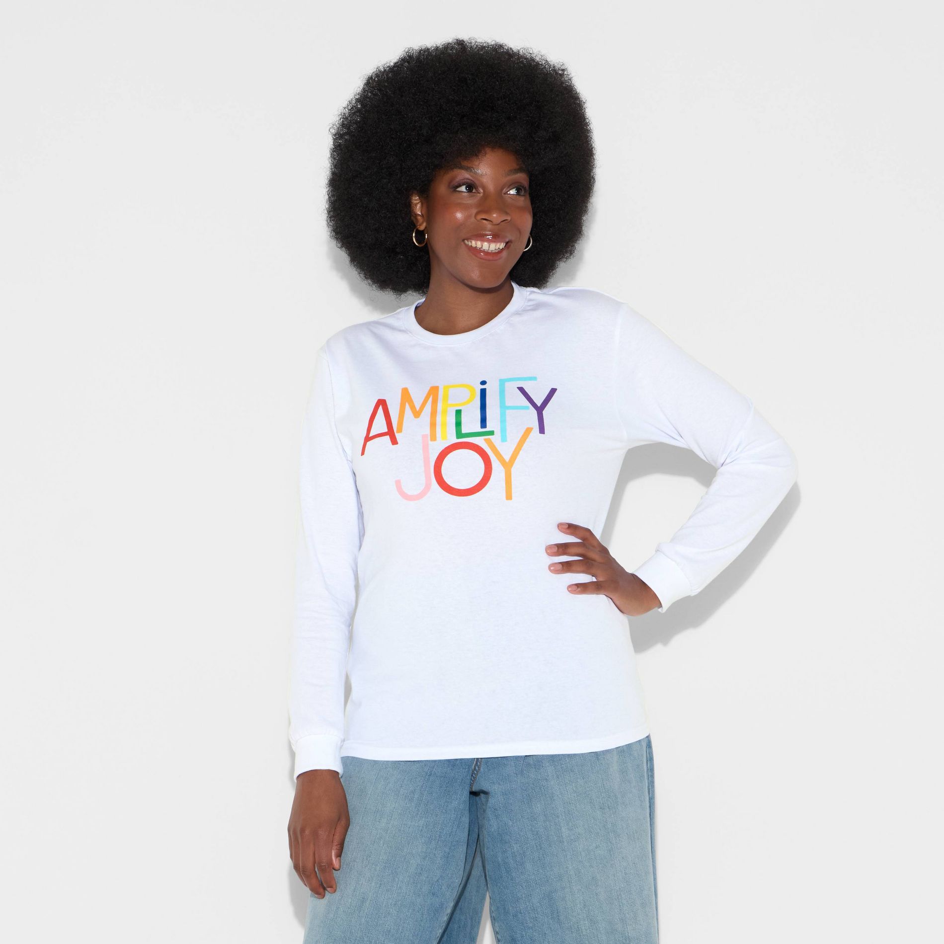 Pride Adult PHLUID Project Amplify Joy Long Sleeve T-Shirt - White M