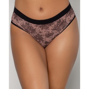 Curvy Couture Women's Mesh High Cut Brief Panty Sunset Glow - 1 of 4