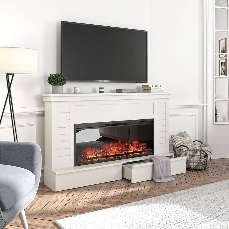 Hennepin Wide Shiplap Mantel with Linear Electric Fireplace White - Room &#38; Joy, 5 of 11