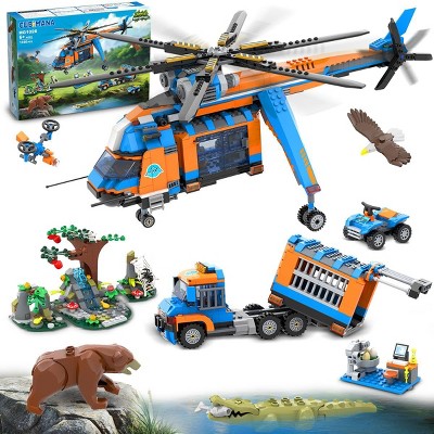 Cubimana 1356PCS Jungle Adventure Helicopter & Truck Building Set STEM Gift for Kids & Adults Ages 6 Years and Up