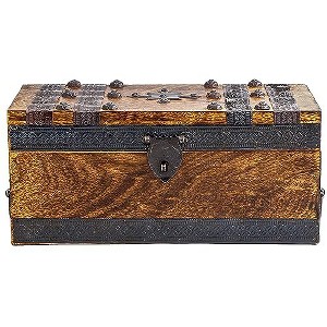 Brynnberg 3.3L Treasure wooden Chest with Lock, Square - 1 of 4