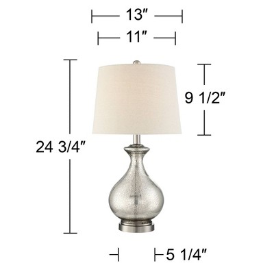 Mercury Glass Gourd Table Lamp with Oatmeal Shade