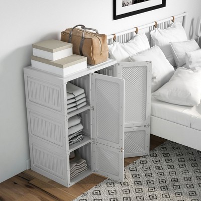White Modular Portable Wardrobe Closet with Cube Compartments