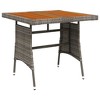 vidaXL Patio Table Gray 27.6 inches x27.6 inches x28.3 inches  Poly Rattan & Solid Acacia Wood - 2 of 4