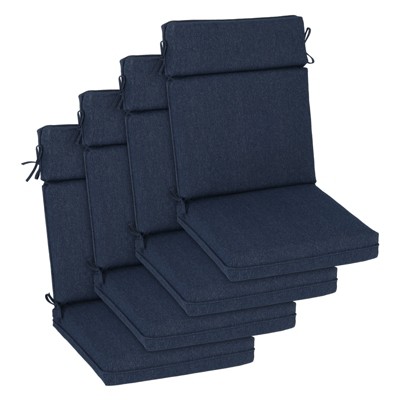 Aoodor Outdoor High Back Dining Chair Cushion Set, Water Proof & Stain Resistant Polyester Fabric Cover with Ties and Zipper, Set of 4