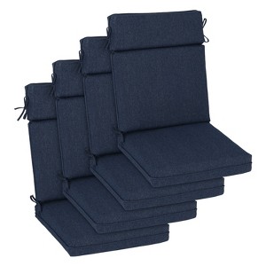 Aoodor Outdoor High Back Dining Chair Cushion Set, Water Proof & Stain Resistant Polyester Fabric Cover with Ties and Zipper, Set of 4 - 1 of 4