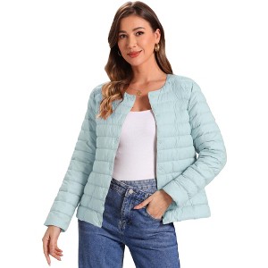 INSPIRE CHIC Women's Lightweight Button Down Packable Long Sleeve Puffer Jacket - 1 of 4