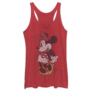 Women's Mickey & Friends Faded Retro Minnie Racerback Tank Top - 1 of 4