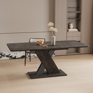 Multifunctional Extendable Console Table,Black Dining Room Table,Rectangle Dining Table With Form Base - Maison Boucle - 1 of 4