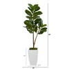Nearly Natural 4-ft Fiddle Leaf Fig Artificial Tree in White Metal Planter - 2 of 3