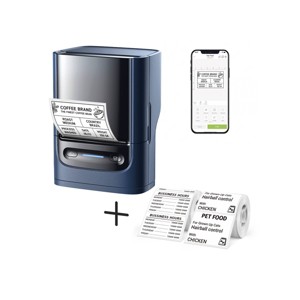 Nelko PM220 2" Portable Bluetooth Label Printer Blue with 50x30mm 100pc Roll and 40x30mm 230pc Roll - 1 of 4