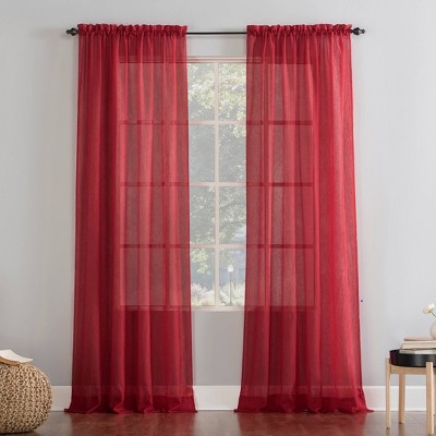 84"x51" Erica Crushed Sheer Voile Rod Pocket Curtain Panel Red - No. 918