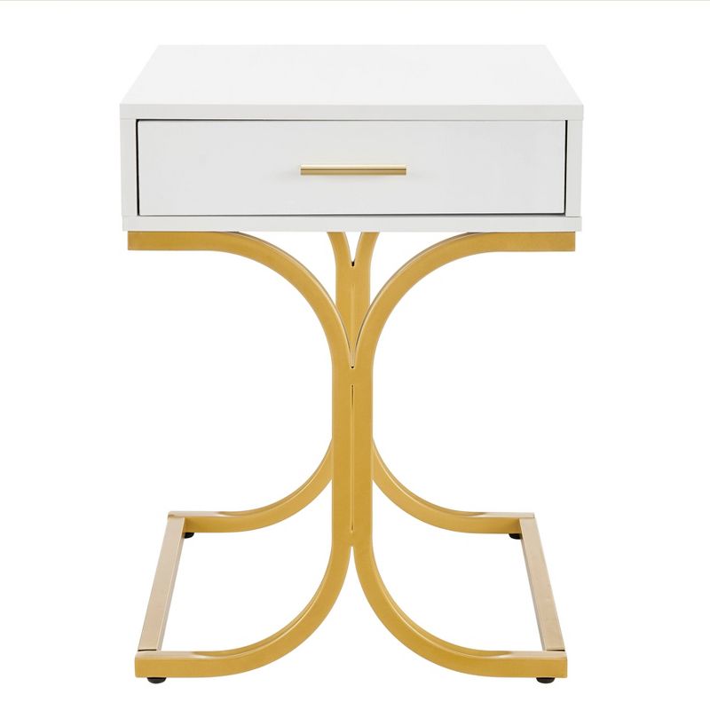 17.75&#34; Rectangular Modern Glam Side Table with Drawer White/Gold - Danya B., 1 of 22