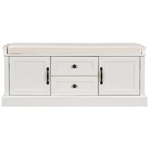 XINGHANZHENXUAN Entryway Storage Bench with 2 Drawers & 2 Cabinets, Shoe Bench with Removable Cushion - 1 of 4