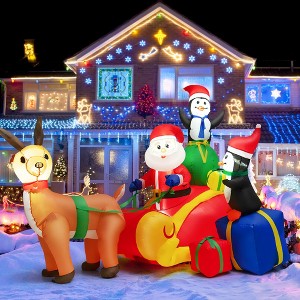 Costway 6 FT Long Christmas Inflatable Decoration Santa Claus Driving Reindeer Sleigh - 1 of 4
