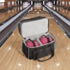 VEVOR Bowling Ball Bag, 2 Ball Four Roller with Wheels, Shoe Compartment (Up To US Size 16), Oversized Pocket, Retractable Handle 37.4 in, Black - 2 of 4