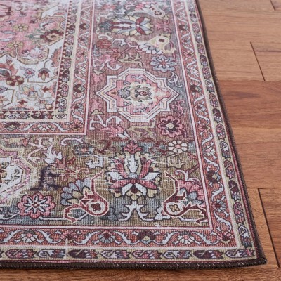 Tucson 6' x 6' Pink/Beige Synthetic Washable Area Rug