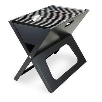 Skonyon Heavy-Duty Portable Cast Iron Charcoal Grill in Black