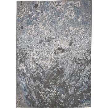 Azure Modern Watercolor Ivory/Gray/Blue Area Rug