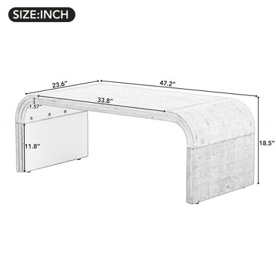 LOVMOR Minimalist Coffee Table with Curved Art Deco Design for Living Room or Dining Room