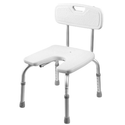 Adjustable White Plastic Bath Chair with Aluminum Frame
