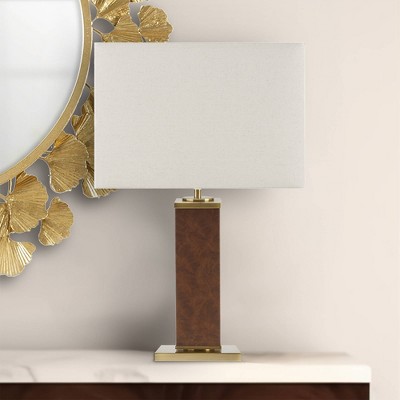 Ink+Ivy 14"x7" Hawley Faux Leather Warm Soft Modern Elegant (Includes LED Light Bulb) Table Lamp: Contemporary Design, UL Listed