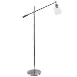 Swing Arm Floor Lamp with Glass Cylindrical Shade Chrome - Lalia Home