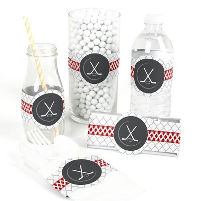 Big Dot of Happiness Shoots and Scores - Hockey - DIY Party Supplies - Baby Shower or Birthday Party DIY Wrapper Favors and Decorations - Set of 15