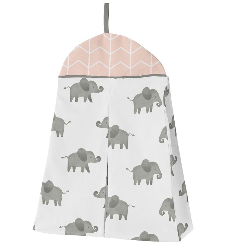 Sweet Jojo Designs Girl  Baby Crib Bedding Set - Elephant Pink Grey and White 4pc, 6 of 8