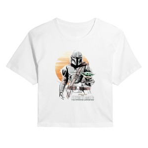 Women's - Star Wars - The Mandalorian Mando Marker Concept Cropped Graphic T-Shirt - 1 of 4